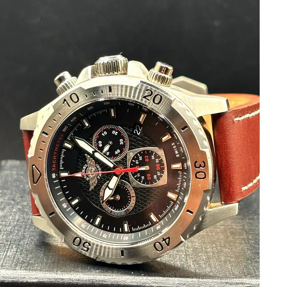 Zentler Freres Rodan ZF-15067 Swiss Chronograph Sapphire Leather 45mm Watch